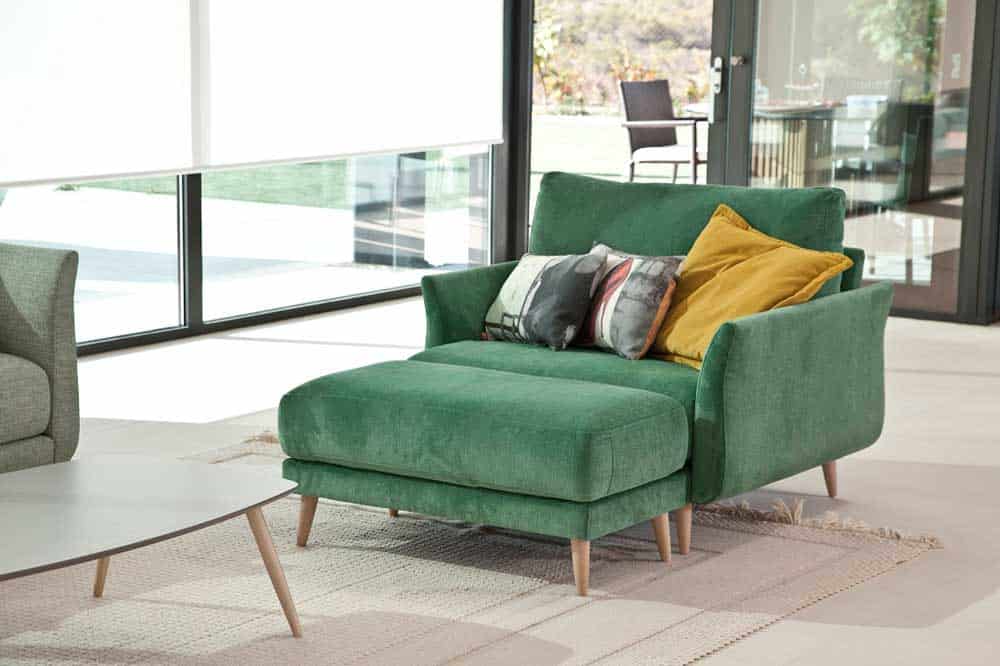 Helsinki S1P - Armchair & Footstool - 1 long arm 1 short arm By Fama 116cm - Image 3