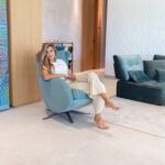 Lenny Modern Blue Swivel chair from Fama