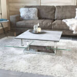 Square rotating coffee table - Silver Ceramic