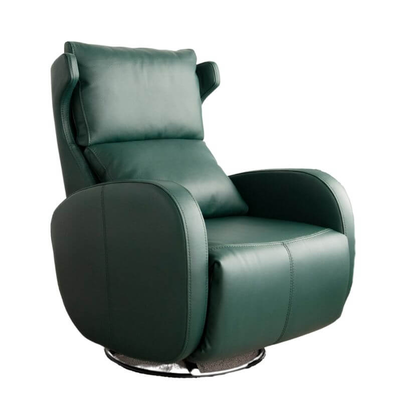 Kim - Contemporary Green Leather Swivel & Recliner chair