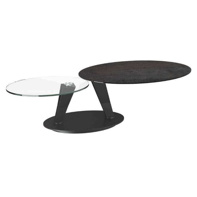 Ovalia Coffee Table Dark Steel Ceramics & Glass