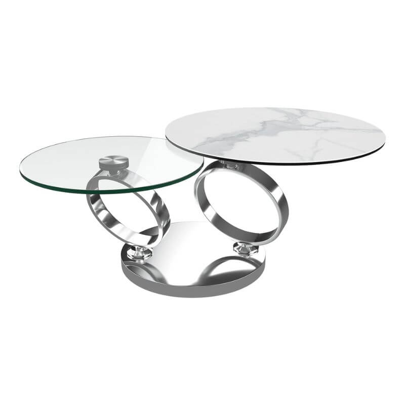 Eolia Chrome Coffee Table - Matt Marble