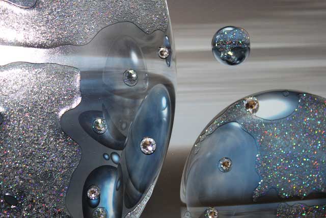 Silver Spheres Square Left - Liquid Art (83cm x 83cm) - Image 3