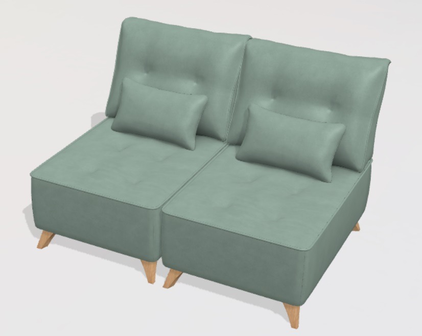 Arianne Love fabric 2 seater on legs