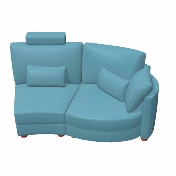 Afrika LB2 – Curved 2 seater module in leather from Fama 200cm