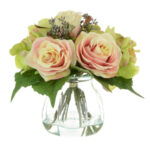 ROSE & HYDRANGEA IN CURVE VASE