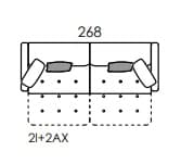 Paradis 2AX sofa dimensions
