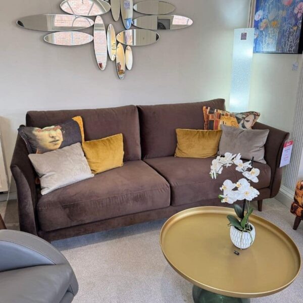 Helsinki Brown Velvet Sofa - Ex Display