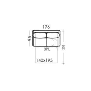 Bopy 2 seater Sofa Bed Dimensions