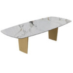 Auguste Dining Table - Fiorentino Marble & Bronze Legs