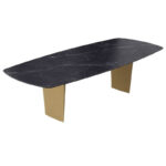Auguste Dining Table - Marquina Marble & Bronze Legs