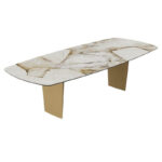 Auguste Dining Table - Patagonia Marble & Bronze Legs