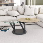 Polaris Swivel Top Coffee Table - Clear Oak