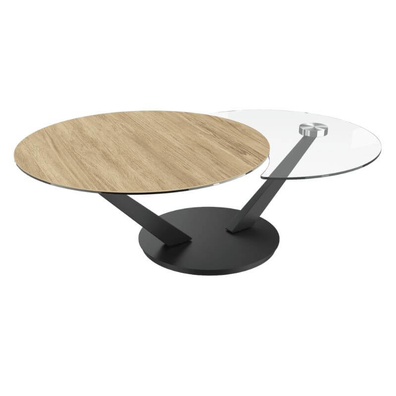 Riviera Swivel Top Ceramic Coffee Table - Clear Oak