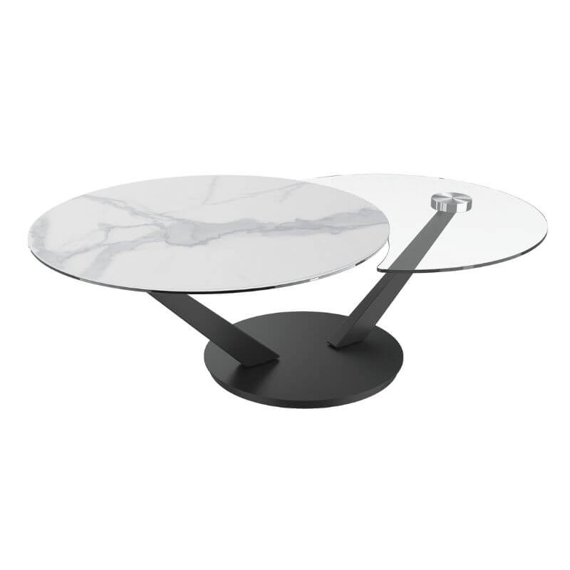 Riviera Swivel Top Ceramic Coffee Table - Matt Marble