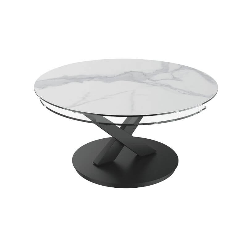 Riviera Swivel Top Ceramic Coffee Table - Matt Marble
