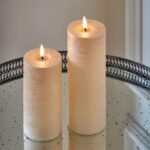 LED Metallic Pillar Candles (Light Champagne) | set of 2