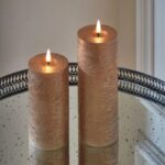 LED Metallic Pillar Candles (Dark Champagne) | set of 2