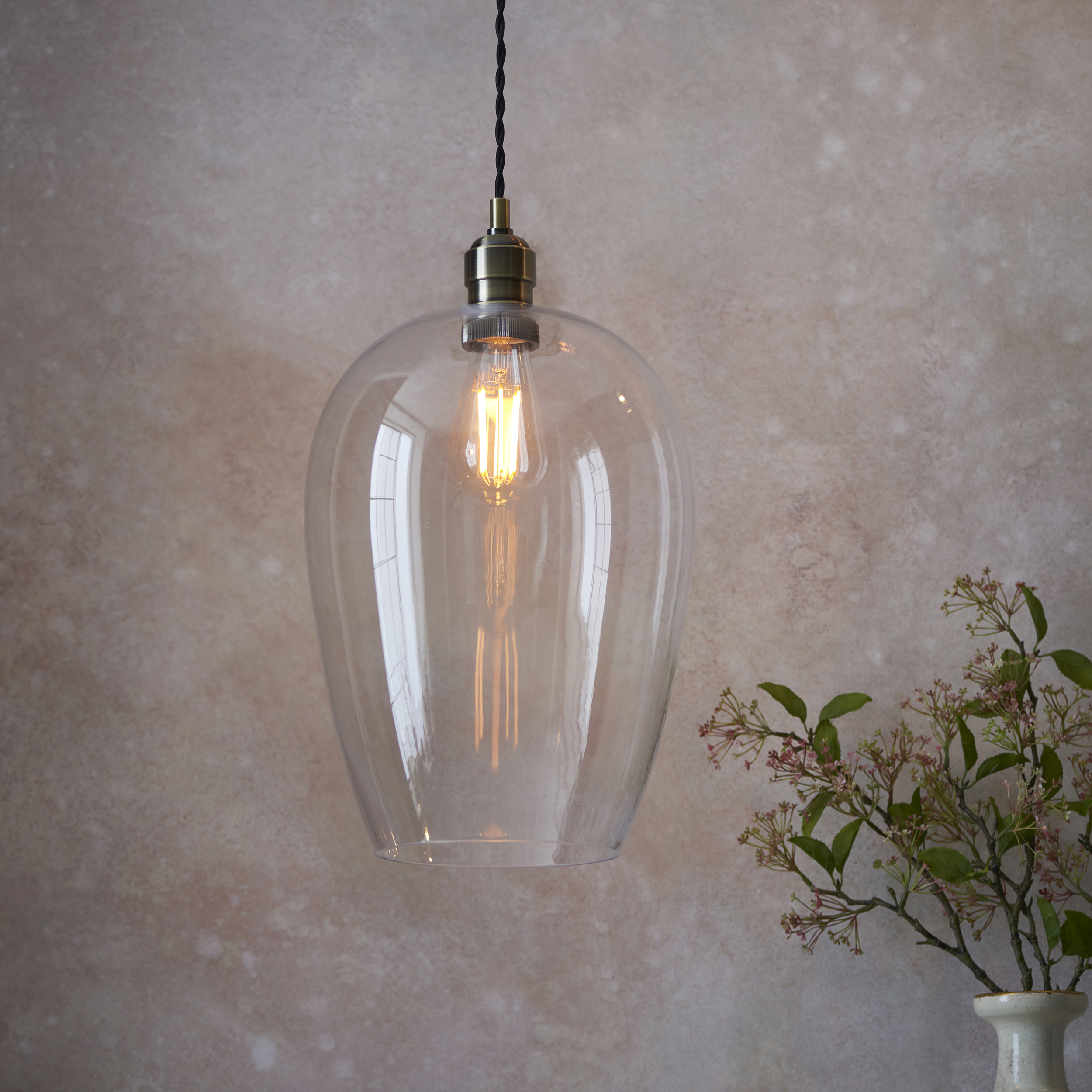 Arlo Glass Pendant Antique Brass from Endon