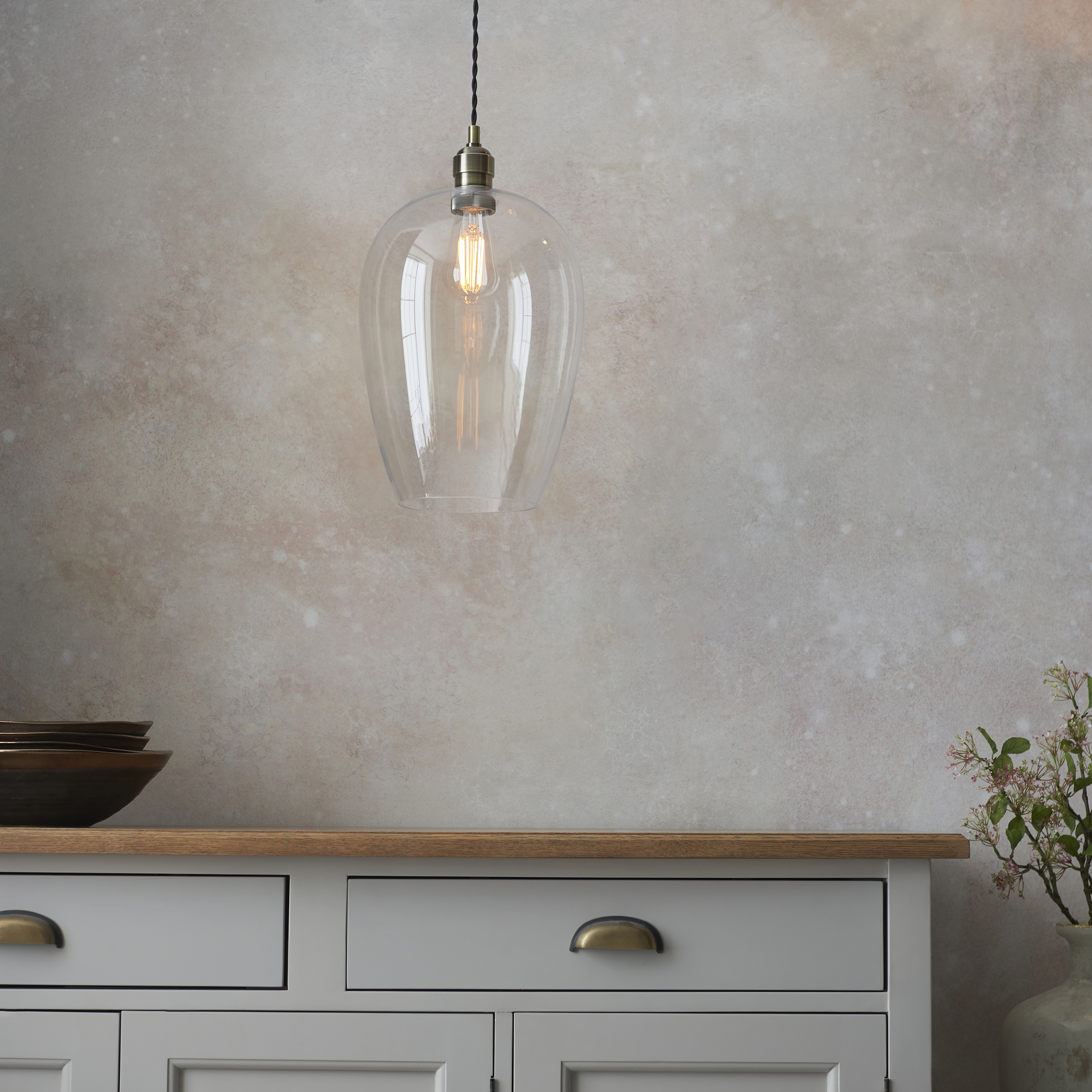 Arlo Glass Pendant Antique Brass from Endon