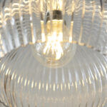 Lucent - Ribbed clear glass and bright nickel medium pendant