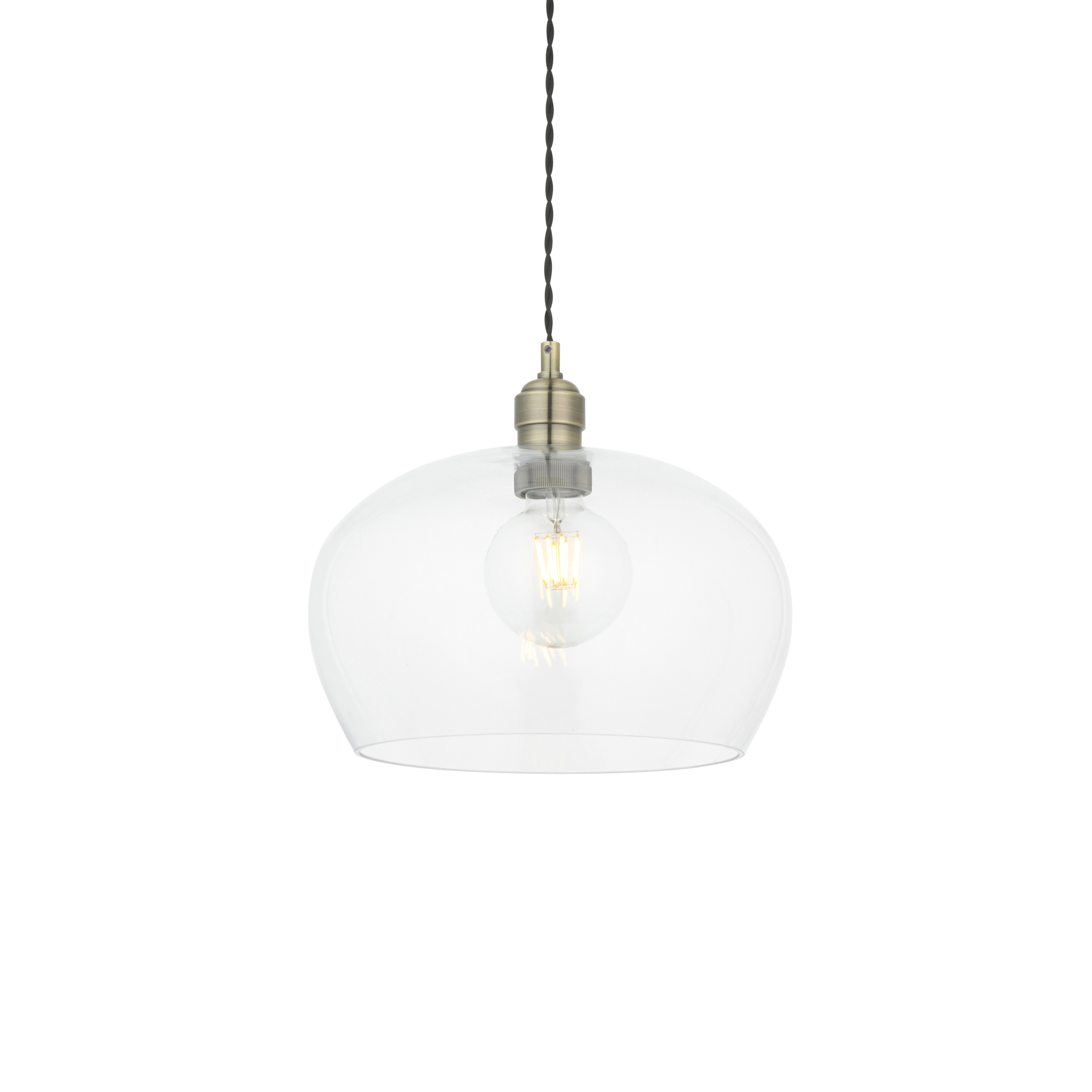 Aurelia Clear glass & antique brass medium pendant