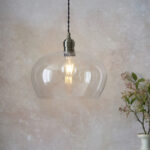 Aurelia Clear glass & antique brass medium pendant