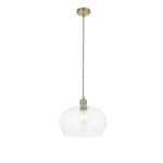 Aurelia Clear glass & antique brass medium pendant
