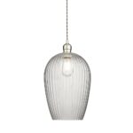 Arlo Ribbed Glass Pendant Bright Nickel