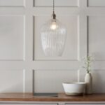 Arlo Ribbed Glass Pendant Bright Nickel