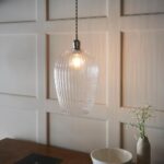 Arlo Ribbed Glass Pendant Bright Nickel