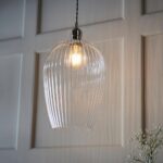 Arlo Ribbed Glass Pendant Bright Nickel