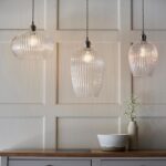 Arlo Ribbed Glass Pendant Bright Nickel