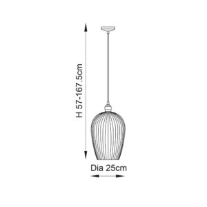Arlo Ribbed Glass Pendant Bright Nickel