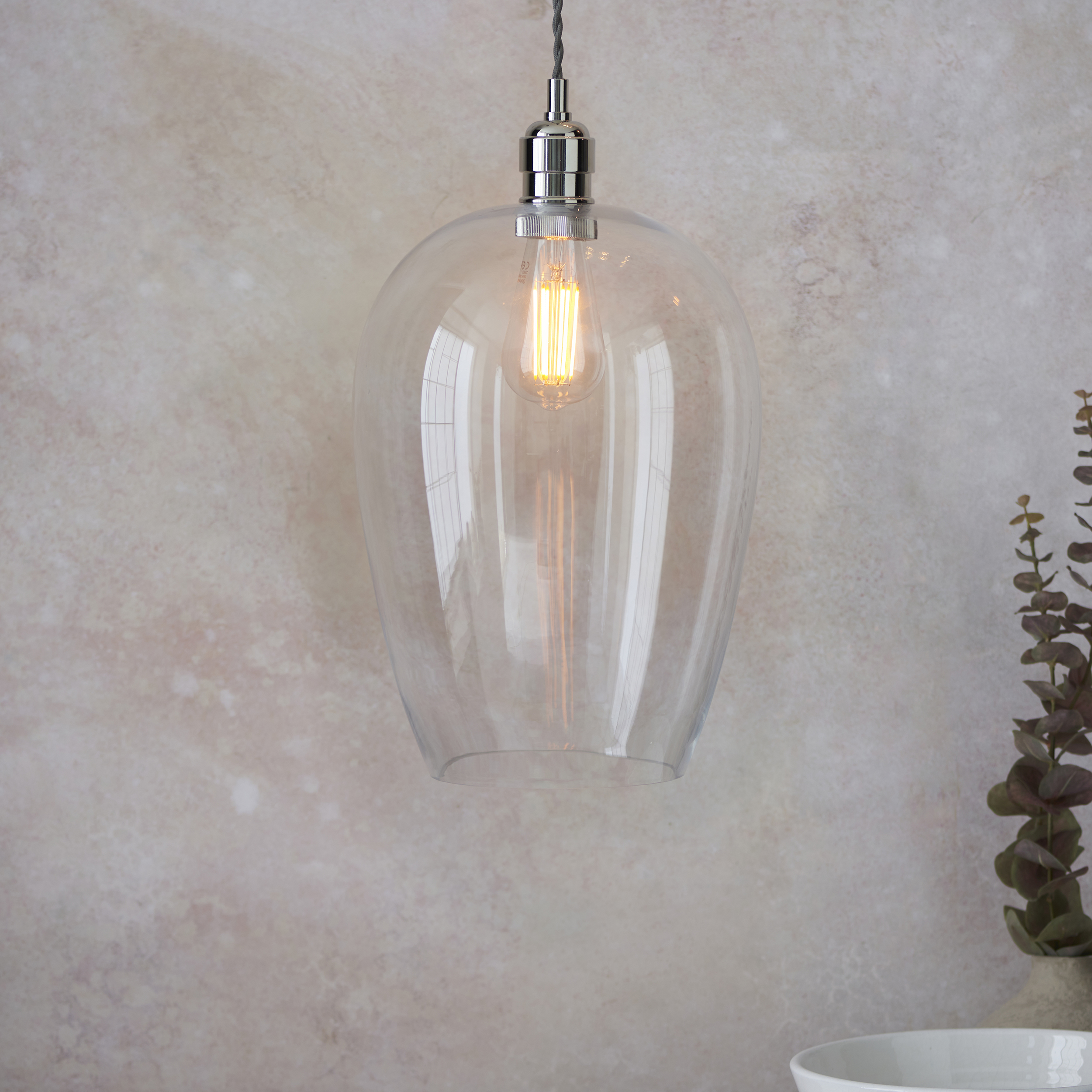 Arlo Glass Pendant Bright Nickel from Endon