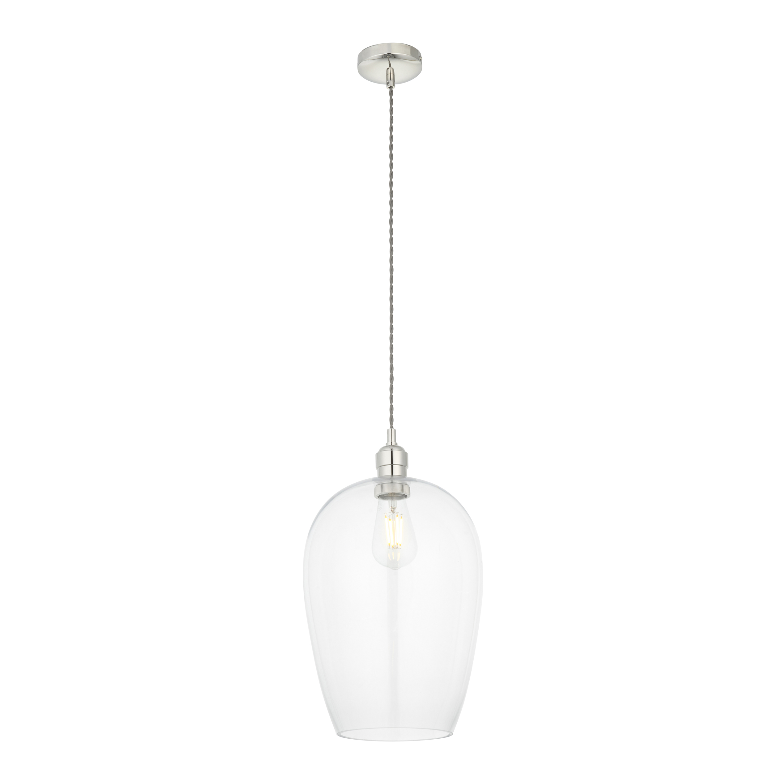 Arlo Glass Pendant Bright Nickel from Endon